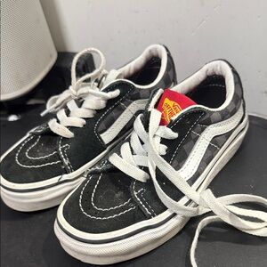 Vans Kids Black and White Sneakers with Red Accent
